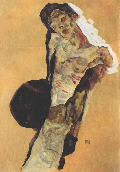 Halftact Zelfportret door Egon Schiele